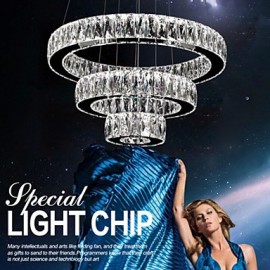 LED Crystal Chandelier Lights Modern Lighting Three Rings D305070 K9 Large Crystal Hotel Ceiling Light Fixtures