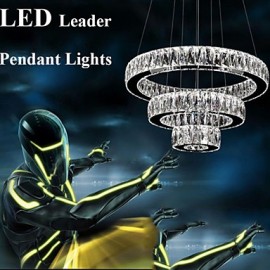LED Crystal Pendant Light Modern Lighting Three Rings D204060 K9 Large Crystal Hotel Ceiling Lights Fixtures
