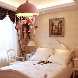 A Small Pink Rose Garden Restaurant Chandelier Lamp Iron Princess Room 3