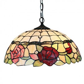  Pendant Light with 2 Light in Rose Patterned Shade