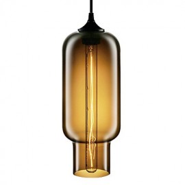 70W Modern Glass Pendant Light in Brown Bubble Design