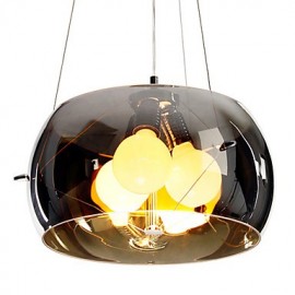 Italian Style Modern Quaint 3 Light Pendant With Black Transparent Shade