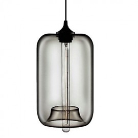 70W Transparent Glass Pendant Light in Black Bubble Design