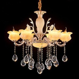 Jade Crystal Pendant lamp Villa Hotel Candle Style Chandeliers