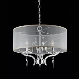 60W Crystal Modern Pendant with 3 Lights and Semitransparent PVC Shade