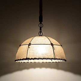 Half Round-shaped/1 Lights/Pendant Lamps/Vintage Style/Industry Style/Yellow/Cloth & Metals Drop Light