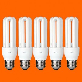 5 pcs E26/E27 T3 3U 11W 580LM 6500K Cool White Light CFL Bulbs (AC220V)