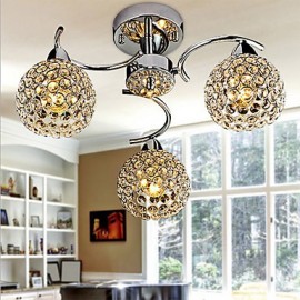 Max40W Modern/Contemporary Crystal / Bulb Included Electroplated Metal Pendant Lights / Flush Mount Bedroom / Dining Room / Hallway