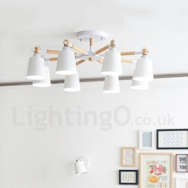 8 Light Modern/ Contemporary Wood LED Chandelier for Living Room Dining Room Bedroom