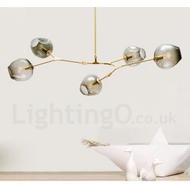 Modern/ Contemporary 5 Light Chandelier with Glass Shade for Living Room Dining Room Lamp