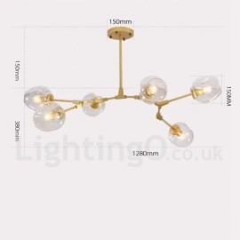 6 Light Modern/ Contemporary Chandelier with Clear Glass Shade for Living Room, Dining Room & Bedroom Light