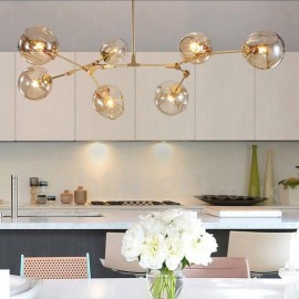 Modern/ Contemporary 7 Light Chandelier with Clear Glass Shade for Living Room, Dining Room & Bedroom Lamp