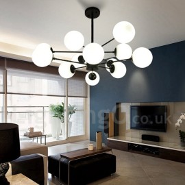 Black 12 Light 2 Tier Metal Chandelier with Glass Shade Modern/ Contemporary Style for Living Room, Bedroom, Dining Room