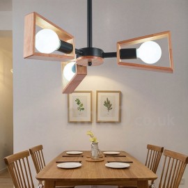Wood Single Tier 3 Light Chandelier Lamp Modern/ Contemporary Style for Bedroom Dining Room Living Room Light