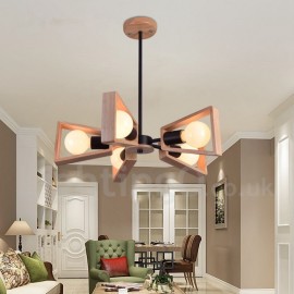 Wood Single Tier 5 Light Chandelier Lamp Modern/ Contemporary Style for Bedroom Dining Room Living Room Light