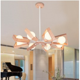 Wood Single Tier 8 Light Chandelier Lamp Modern/ Contemporary Style for Bedroom Dining Room Living Room Light