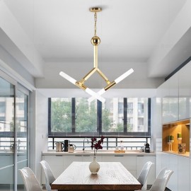 Modern/ Contemporary 2-Tier 4 LED Light Golden Chandelier Lamp for Living Room, Bedroom, Dining Room