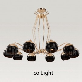 10 Light Single Tier Modern/ Contemporary Metal Chandelier Lamp with Glass Shade for Dining Room, Living Room Light