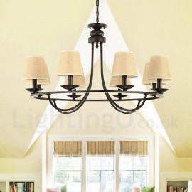 Country Retro 8 Light Single Tier Chandelier Lamp for Living Room, Bedroom, Dining Room Light