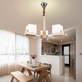 Wooden Modern/ Contemporary 3 Light Single Tier Chandelier Lamp