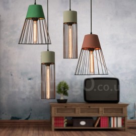 1 Light Metal Concrte Pendant Light for Dining Room Living Room Study Room/Office Lamp