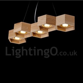 5 Light Wood Dining Room Living Room Bedroom LED Modern/ Contemporary Pendant Light