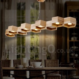 7 Light Wood Dining Room Living Room Bedroom LED Modern/ Contemporary Pendant Light