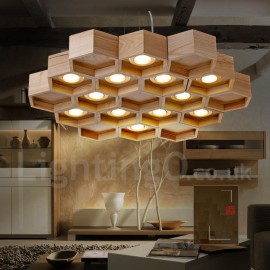 12 Light Wood Dining Room Living Room Bedroom LED Modern/ Contemporary Pendant Light