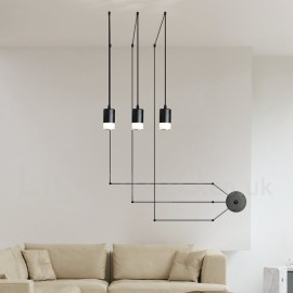 For Dining Room Living Room Bedroom 3 Light Black Pendant Light with Glass Shade