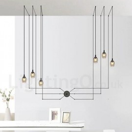 For Dining Room Living Room Bedroom 6 Light Pendant Light with Glass Shade