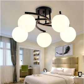 5 Light Rustic/Lodge LED Integrated Living Room,Dining Room,Bed Room E27 Chandeliers with Glass Shade