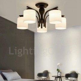 5 Light Country LED Integrated Living Room,Dining Room,Bed Room E27 Metal Chandeliers with Glass Shade