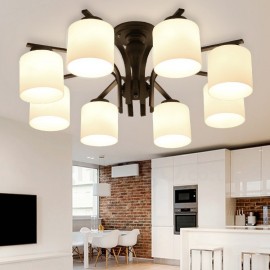 8 Light Country LED Integrated Living Room,Dining Room,Bed Room E27 Metal Chandeliers with Glass Shade