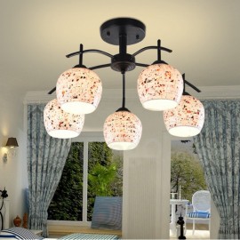 5 Light Mediterranean Style LED Integrated Living Room,Dining Room,Bed Room E27 Chandeliers with Glass Shade