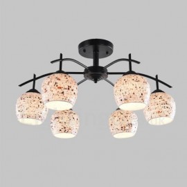 6 Light Mediterranean Style LED Integrated Living Room,Dining Room,Bed Room E27 Chandeliers with Glass Shade