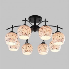 8 Light Mediterranean Style LED Integrated Living Room,Dining Room,Bed Room E27 Chandeliers with Glass Shade