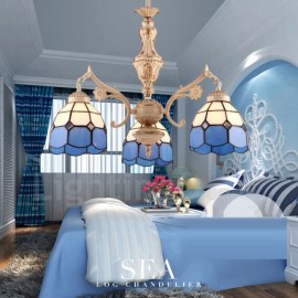 3 Light Mediterranean Style LED Integrated Living Room,Dining Room,Bed Room Metal Chandeliers with Glass Shade