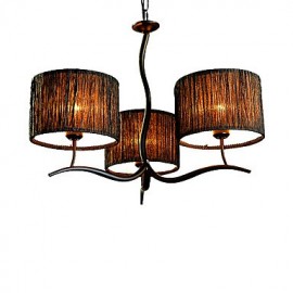 3 Light Traditional/Classic Chandelier with Simple Fabric Drum Shade