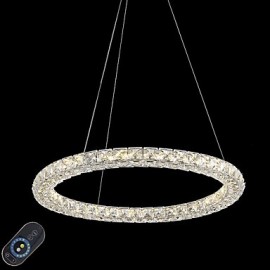 Modern Ring Crystal Ceiling Pendant Lights LED Crystal Chandeliers Light Indoor Lighting Lamps Fixtures Dimmable with Remote Control