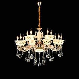 Traditional/Classic Zinc Alloy Feature for Crystal Mini Style Metal Indoors Garden Hallway 15 Bulbs Chandelier