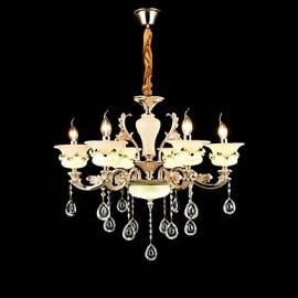 Traditional/Classic Zinc Alloy Feature for Crystal Mini Style Metal Living Room Bedroom Study Room/Office 6 Bulbs Chandelier
