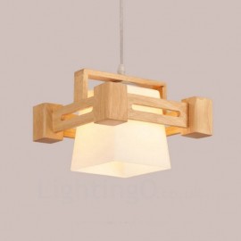 1 Light Wood Modern / Contemporary Nordic style Pendant Lights with Fabric Shade for Bathroom,Living Room,Study,Kitchen,Bedroom,Dining Room,Bar