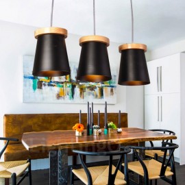 3 Light Wood Modern / Contemporary Nordic style Pendant Lights with Iron Shade for Living Room,Dining Room,Study,Bedroom,Bar