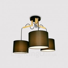 3 Light Wood Modern / Contemporary Pendant Lights with Fabric Shade for Living Room,Dining Room,Study,Bedroom,Bar