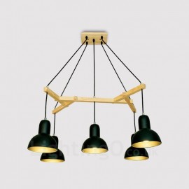 5 Light Wood Modern / Contemporary Pendant Lights with Iron Shade for Living Room,Dining Room,Study,Bedroom,Bar