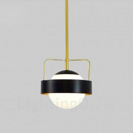 1 Light Modern / Contemporary Ceiling Lights Copper Plating Pendant Light with White & Black Ball Glass Shade for Bathroom, Living Room, Study, Bedroom, Kitchen, Dining Room, Bar