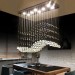 Dimmable Modern LED Crystal Ceiling Pendant Light Indoor Chandeliers Home Hanging Down Lighting Lamps Fixtures with Remote Control
