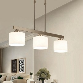 3 Lights Modern Chrome Pendant Light Indoor Chandeliers Home Hanging Lighting Lamps Fixtures with Glass Shades