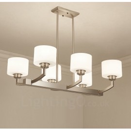 6 Lights Modern Chrome Pendant Light Indoor Chandeliers Home Hanging Lighting Lamps Fixtures with Glass Shades
