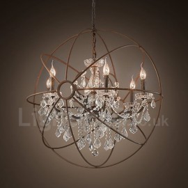 MAX:60W Diameter 80CM Vintage Crystal Painting Metal Chandeliers Dining Room / Study Room/Office / Entry / Hallway Rusty Colour Pendant Light